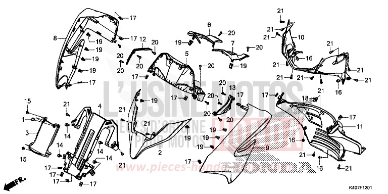 FRONT COVER/METER PANEL (NSS125ADK) for Forza 125 MAT CARNELIAN RED METALLIC (R384) from 2019